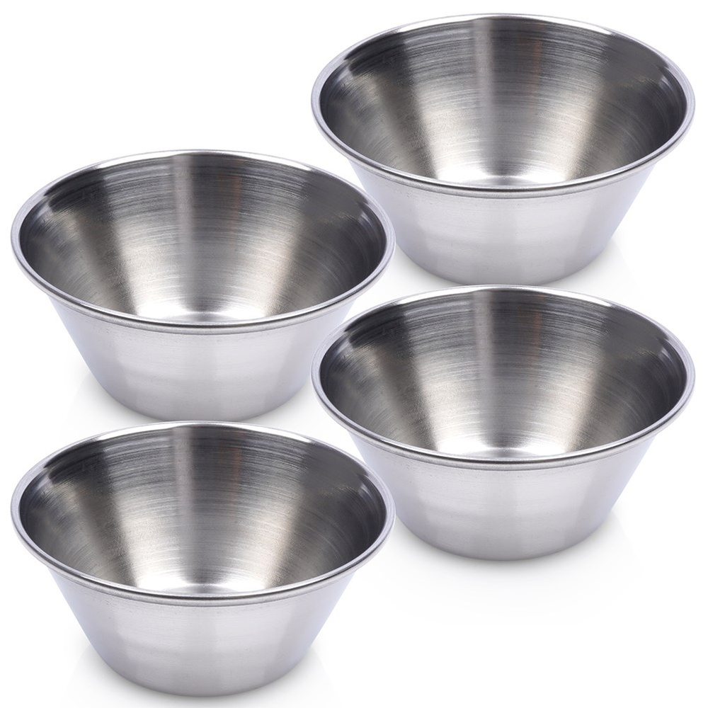 4x Edelstahl-dipschalen, Saucenboote, Dipschalen, Behälter 6 Cm 40 Ml