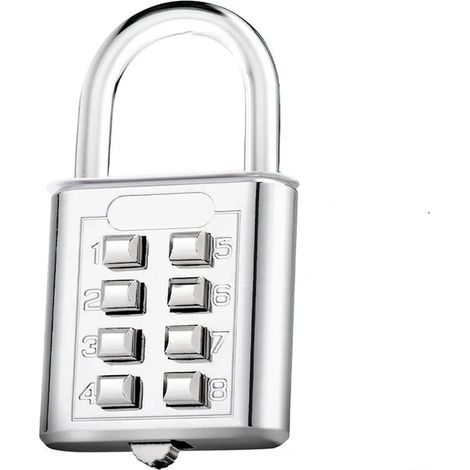 8-stelliges Zahlenschloss Aus Zinklegierung Mit Stahlbügel Für Gepäck, Koffer, Werkzeugkasten, Schrank, Reisesicherheitsschloss (silber)