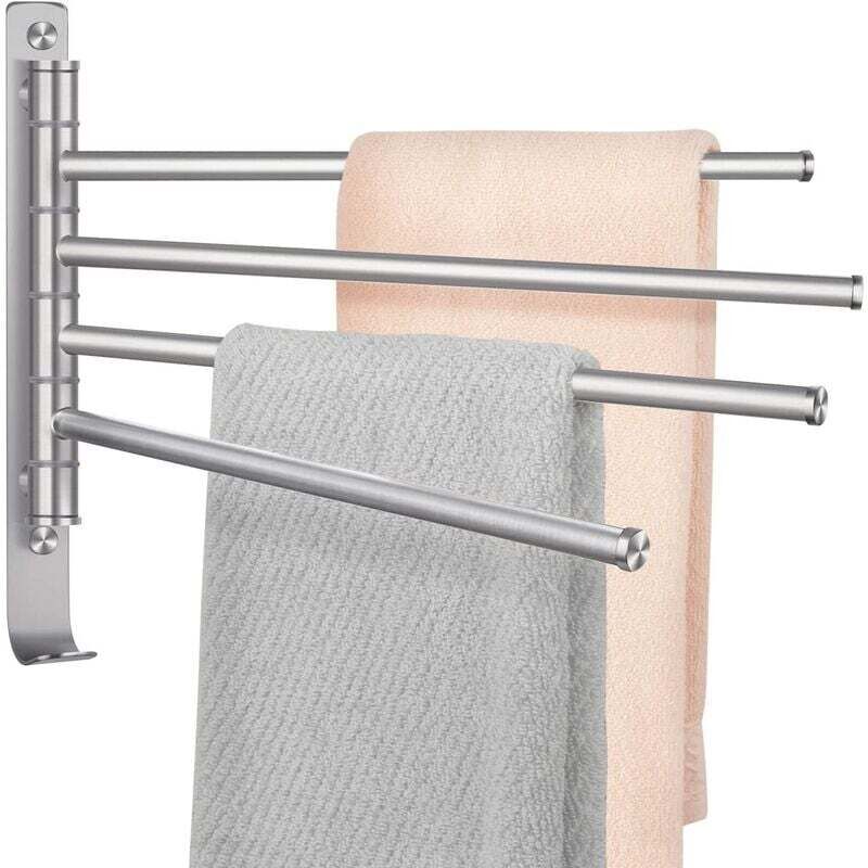 Doppelfunktionaler, Bohrfreier, Drehbarer Handtuchhalter Mit Vier Stangen Aus Edelstahl 304 Für Wc Und Badezimmer