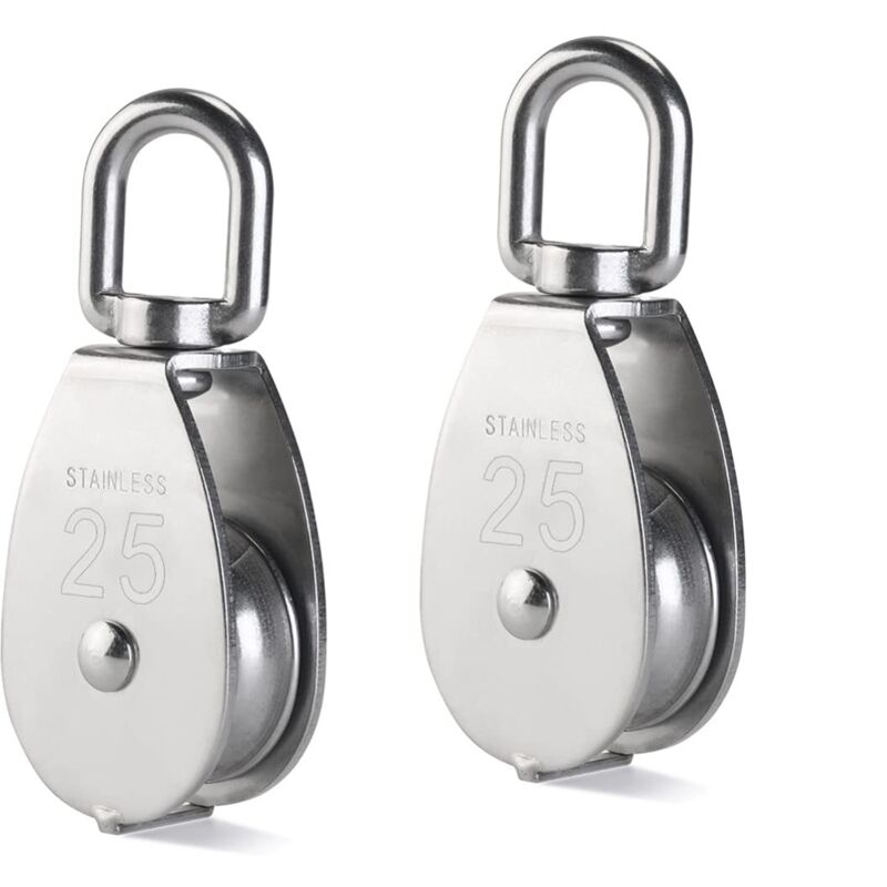 Einzelrolle, Heberolle Aus Edelstahl, 304 Edelstahl M25, 400 Kg Tragkraft, 2 Stück – Silber