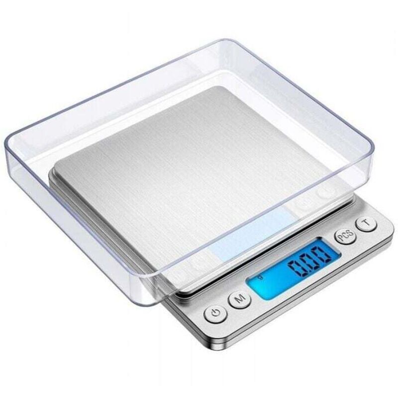 Silberne Präzisionswaage, 500 G/0,01 G, 0,01-g-präzisionswaage, Küchenwaage Mit Tara- Und Zählfunktion, Hintergrundbeleuchtetes Lcd-display
