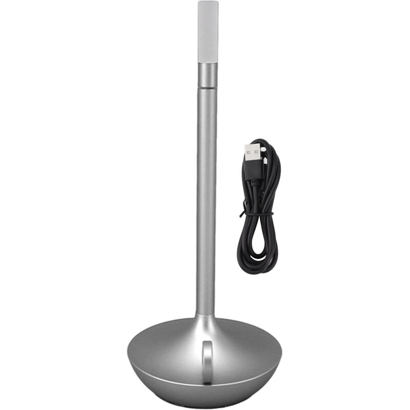 Innovative, Kerzenförmige, Kabellose Tischleuchte, 3 Helligkeitsstufen, Dimmbare, Wiederaufladbare Led-schreibtischlampe, Silber