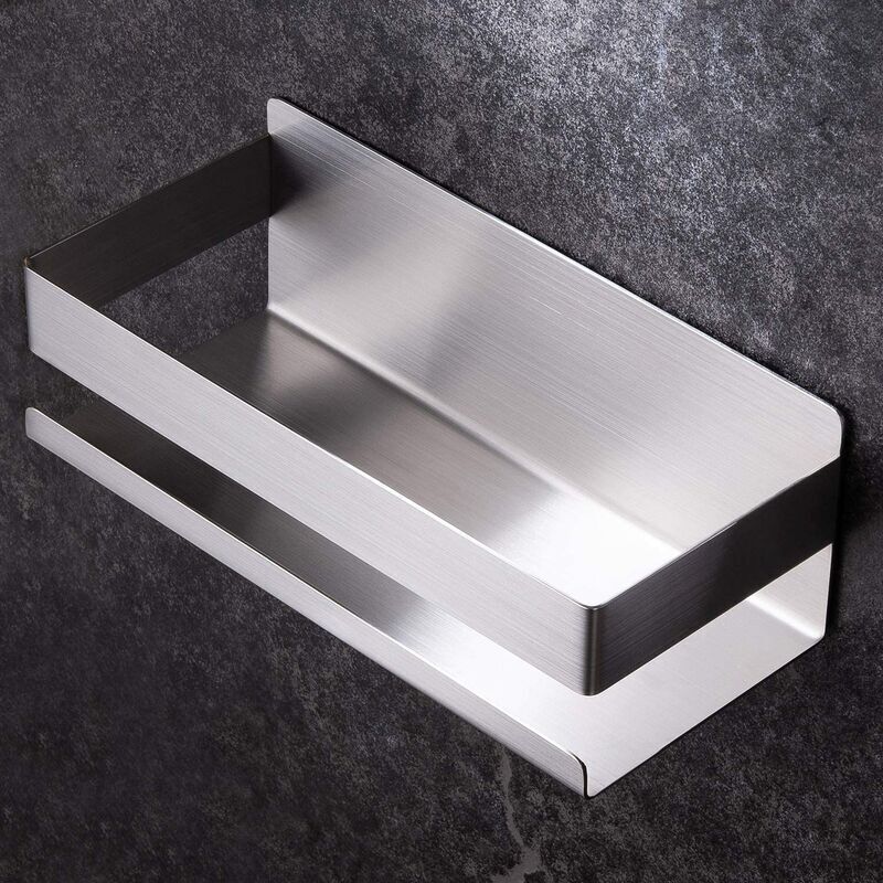 Badezimmerregal, Edelstahl-wandregal, Bohrfrei, Silber