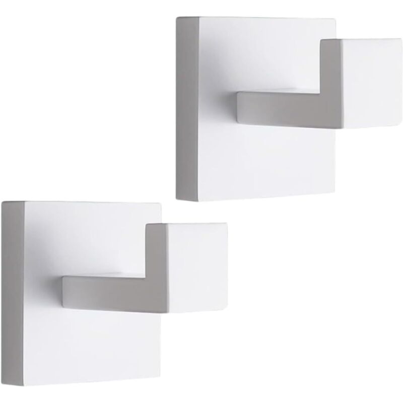 Quadratische Wandhandtuchhaken, Edelstahl Sus 304, Badezimmerhaken, Wandhandtuchhalter Aus Metall Für Küche, Bademäntel, Mäntel, Hüte, Kleidung, Kleider (weiß)