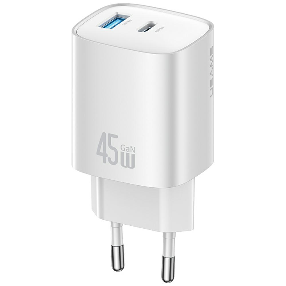 Usams Cc290 T66 45w Gan Wandladegerät 1xusb-a 1xusb-c Silber