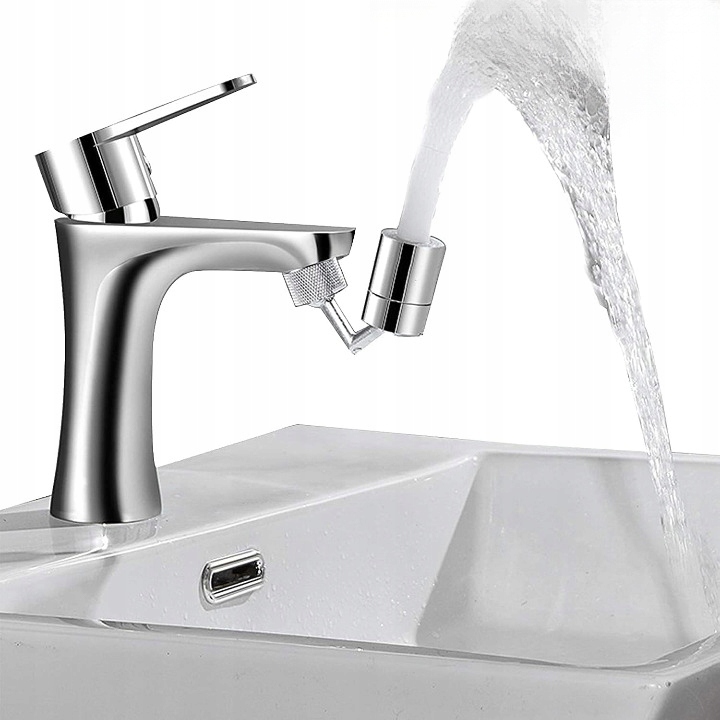 Schwenkbarer Strahlregler Mit Adapter, 24-mm-wasserhahnverlängerung, 2 Modi, Silberchrom