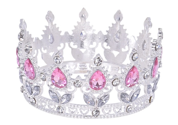 Tortenaufsatz In Silber Und Rosa Mit Kronenmuster, 8 Cm