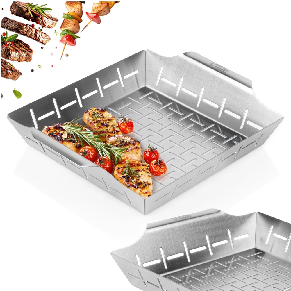 Grillkorb Für Fleisch Und Gemüse, Perforierter Stahl, 27 Cm