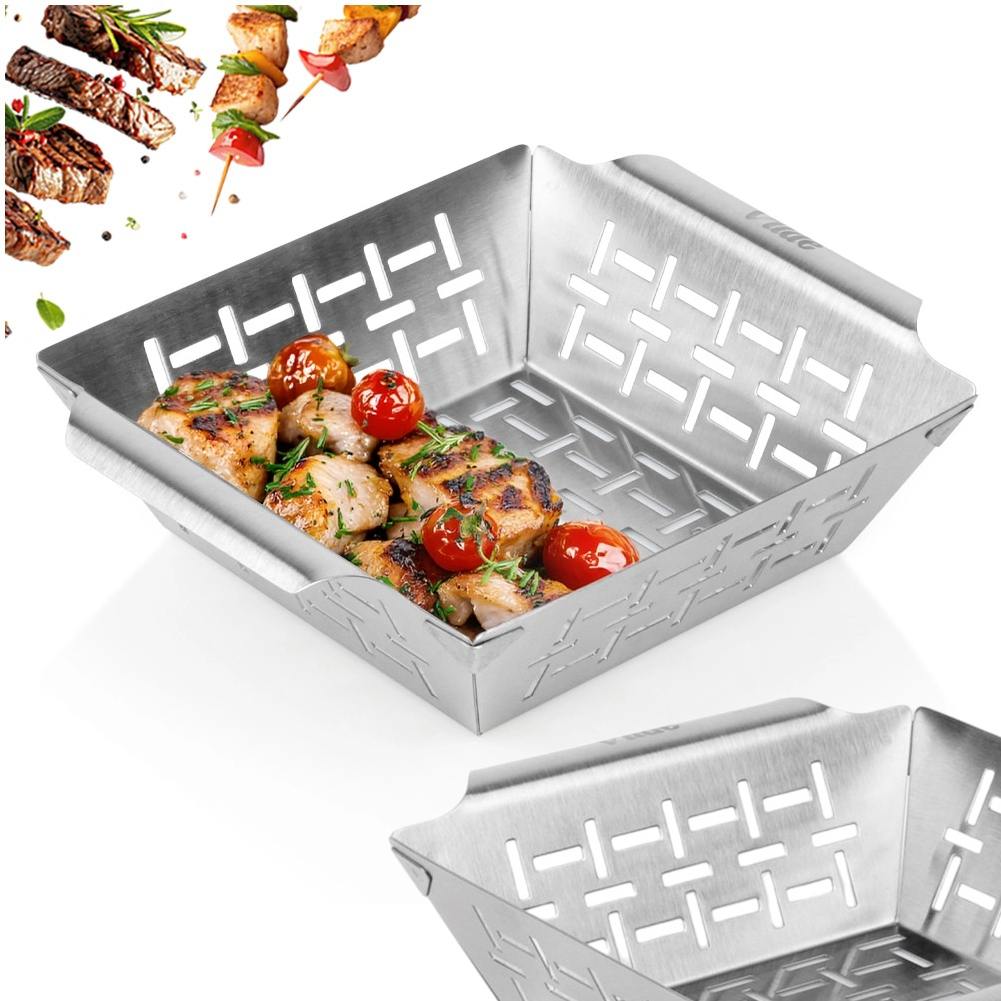 Grillkorb Für Fleisch Und Gemüse, Perforierter Stahl, 22 Cm