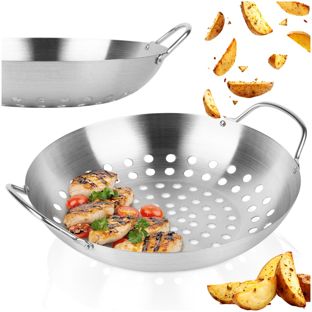 Grillkorb Für Fleisch Und Gemüse, Perforierter Stahl, 28 Cm