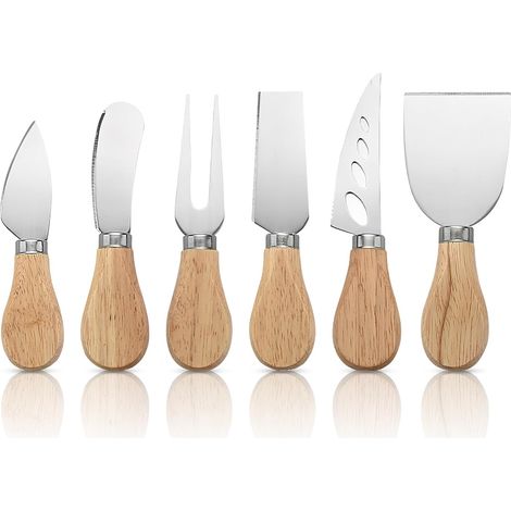 Set Mit 6 Käsemessern Mit Holzgriffen Und Klingen Aus Edelstahl