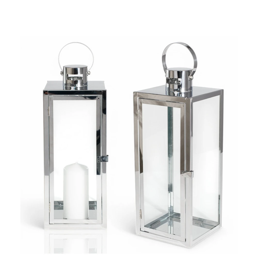 Terrassenlaterne Für Wohnzimmer Oder Balkon, Silber-chromfarben, Glamourös, 38 Cm, Klein