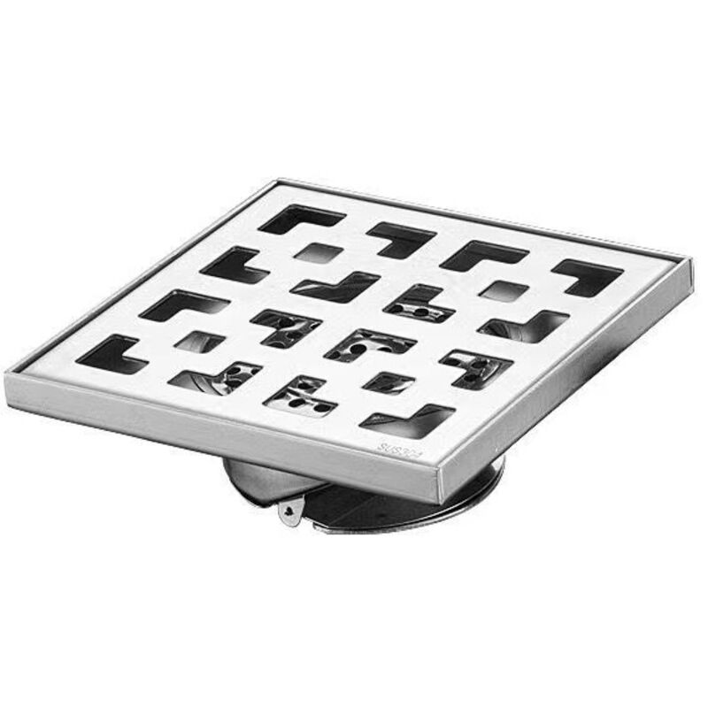 Silberner 12×12 Cm Bodenablauf Für Den Außenbereich, Geeignet Für Boden Und Dusche, Mit Geruchsverschluss Und Haarsieb