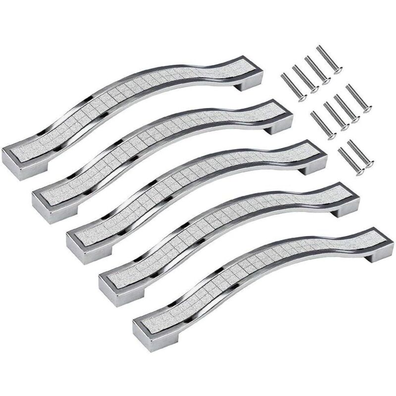 Set Mit 5 Schubladengriffen Aus Kristall-strasslegierung Für Kommoden, Küchenschränke Und Küchenschränke, Silber, 128 Mm – 5 Stück