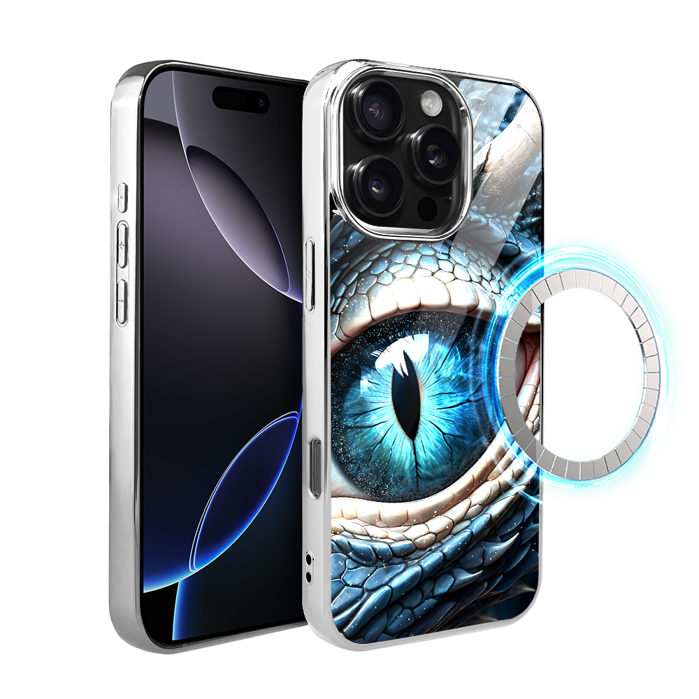 Iphone 16 Pro Ibizu Elite Glashülle Mit Magsafe, Glasrückseite, Eisdrachenauge, Silber