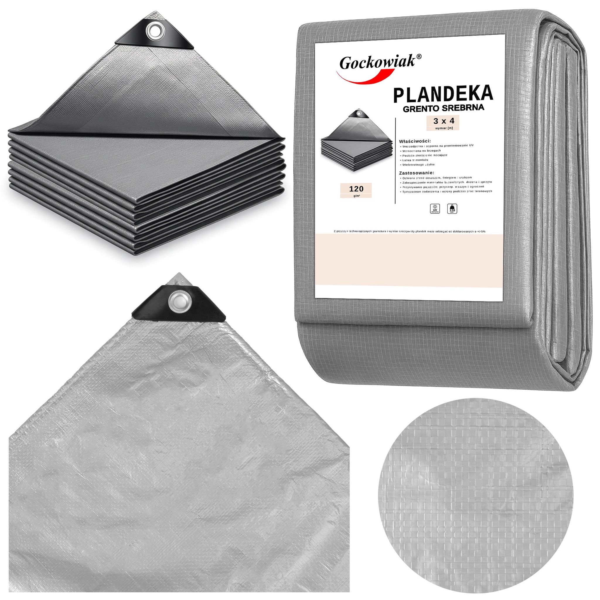 Plane 3x4m Silber Grento 120gsm