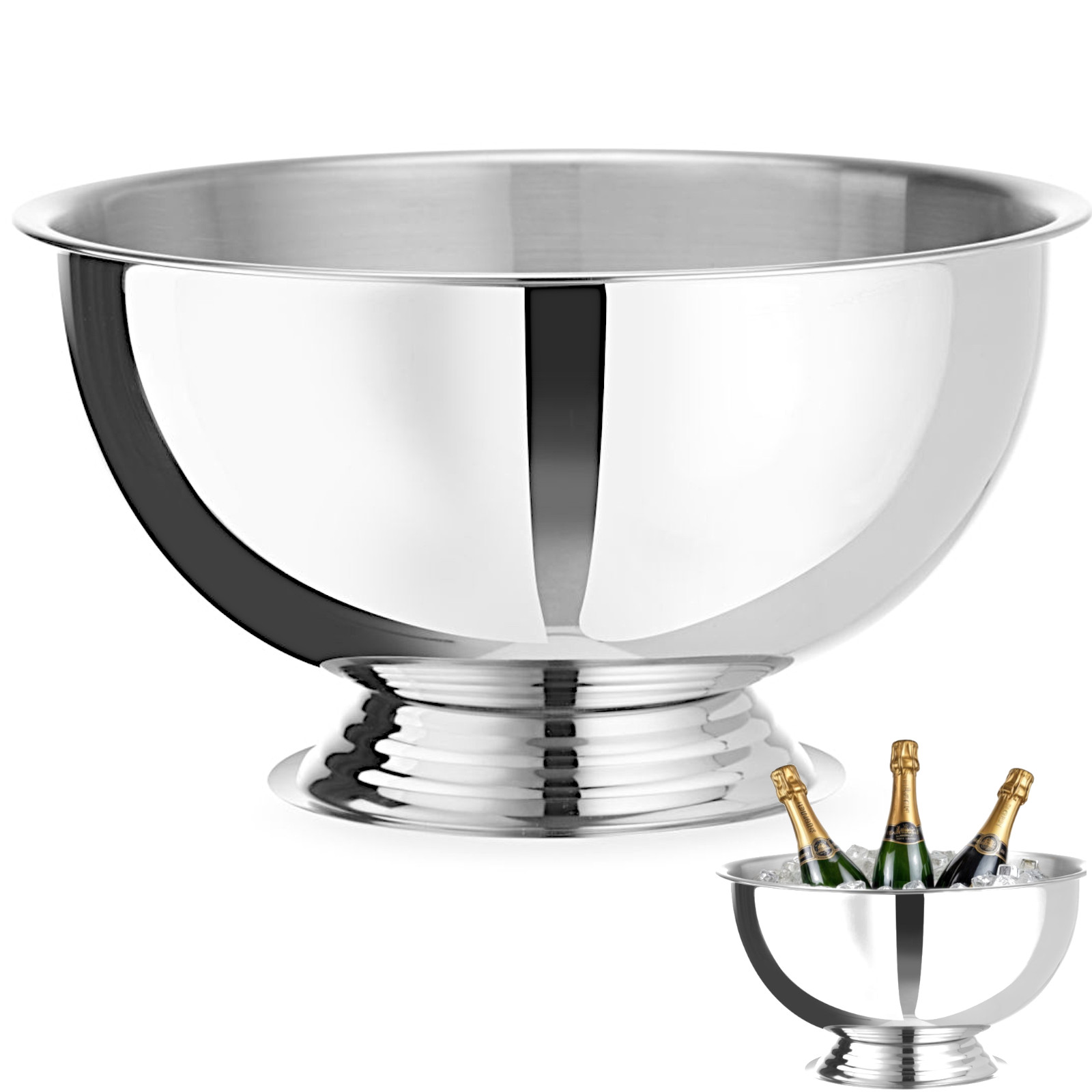 Champagnerbowle Aus Edelstahl, 13 L Durchmesser, 393 X 214 Mm – Silber