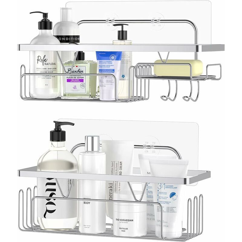 Badezimmerregal (silber), Badezimmerregal Aus Edelstahl 304, Duschregal, Duschablage, 2er-set Duschregale Für Bad Oder Küche