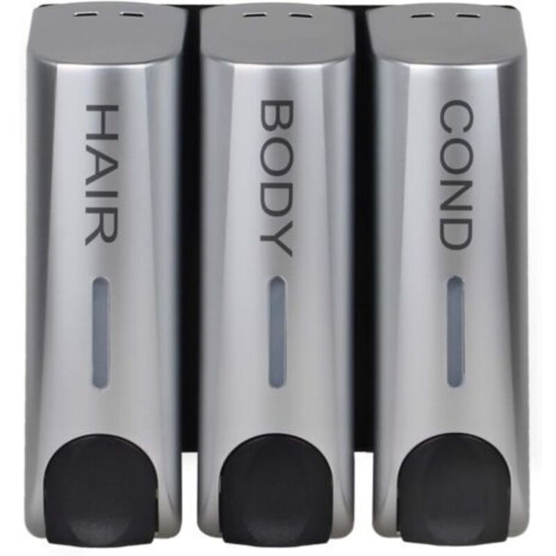 Set Mit 3 Seifenspendern Für Duschgel, Shampoo Und Spülung, Wandmontage, Halterung, Silber