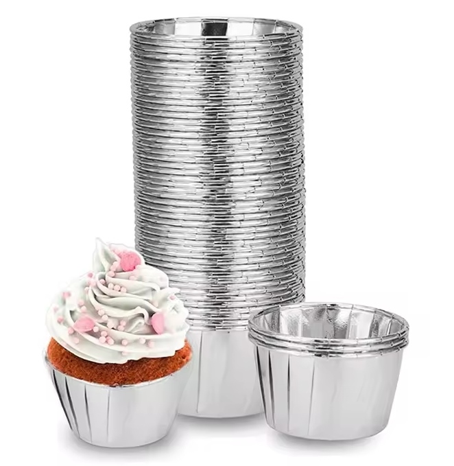 Papier-muffinförmchen Für Cupcakes, Silberne Förmchen, 50x40 Mm / 50 Stück.