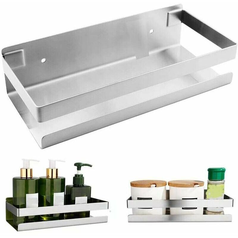 Duschablage Ohne Bohren, Verbesserte Version, Superstarke Selbstklebefläche Für Perfekten Halt Der Edelstahl-badezimmerablage (silber)
