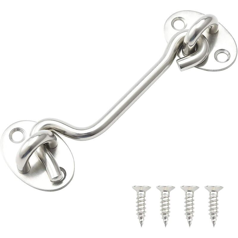 100 Mm Edelstahl-kabinenhaken Mit Geräuscharmem Abstandshalter Und Fensterhalterung Für Türschlösser, Silber