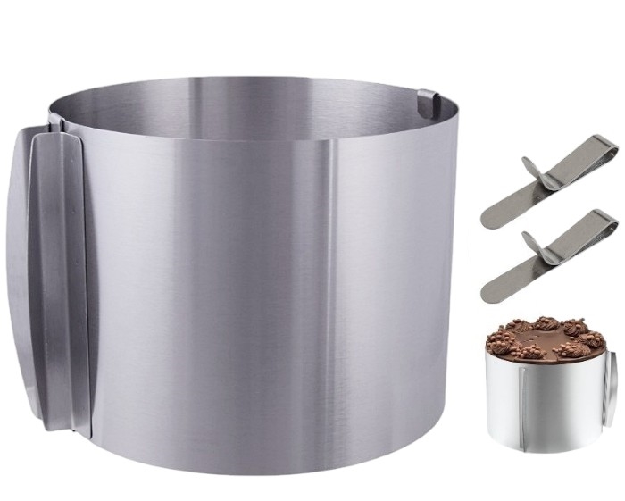 Tortenring, 12 Cm, Verstellbar (16-30 Cm) + 2x Gratis-clip