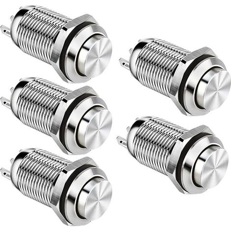 12mm Wasserdichter Momentan-drucktaster, Metallfreie Spst-drucktaster, 2a Momentanschalter, 12v/24v/125v/250v, 5er-pack (hohe Bauhöhe).