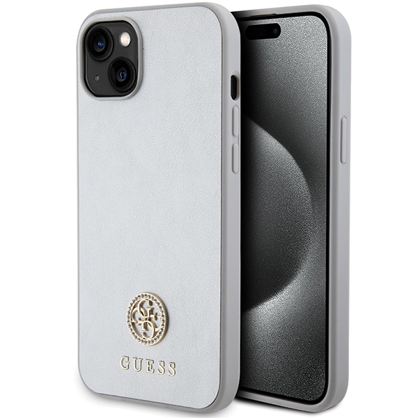 Guess Hartschalen-hülle Für Iphone 15 Plus, Strass-metalllogo, Silber