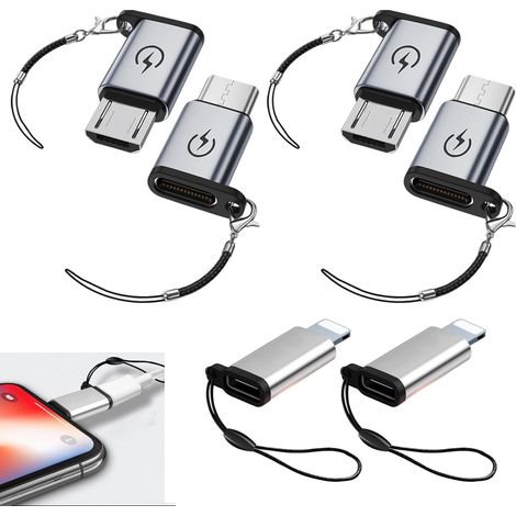 6-teiliges Usb-c-auf-micro-usb/lightning-adapterset, Usb-c-buchse Auf Micro-usb/lightning-stecker, 18-w-schnellladung, Datensynchronisierung, Kompatibel Mit Iphone, Android-geräten, Tablets Usw., Silb