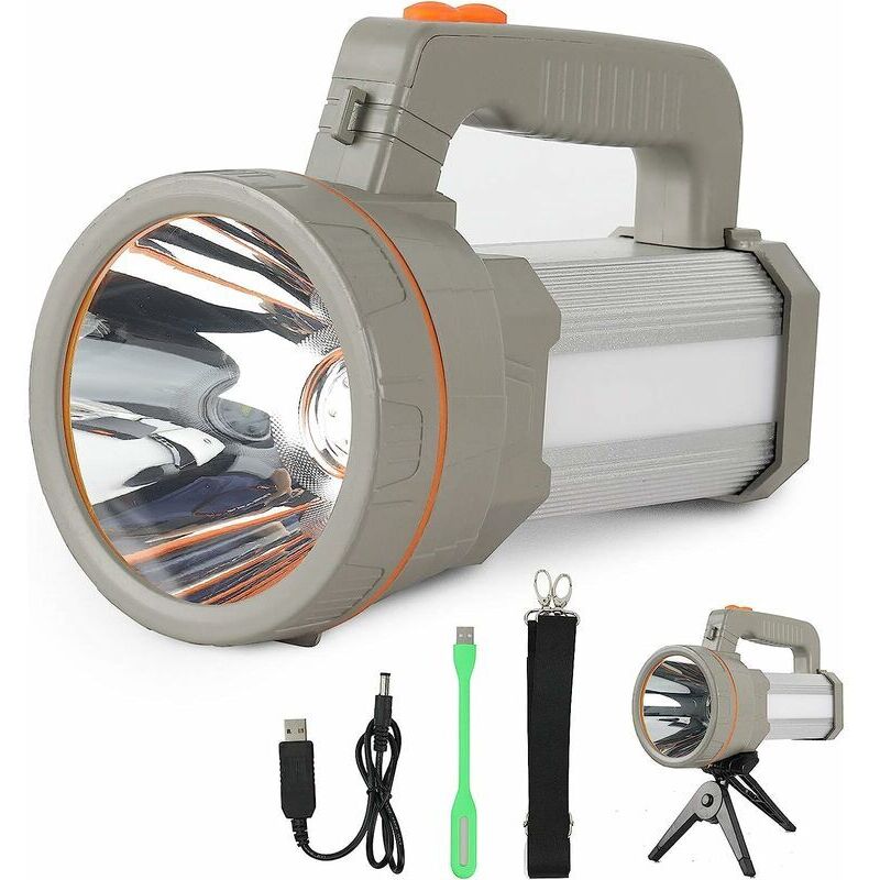 Mit Wiederaufladbarer, Hochheller Taschenlampe, Ipx4 Wasserdicht, 9600 Mah Akku Mit Verschiedenen Modi Und Usb-ausgang (silber)