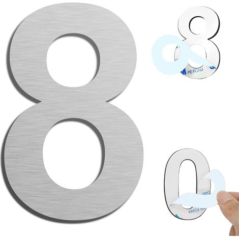 Moderne, Gebürstete Hausnummer Für Den Außenbereich (silber, 8 Stück), 75 Mm Selbstklebende Türnummer Aus Edelstahl, Hausnummernschild Und Briefkastennummer