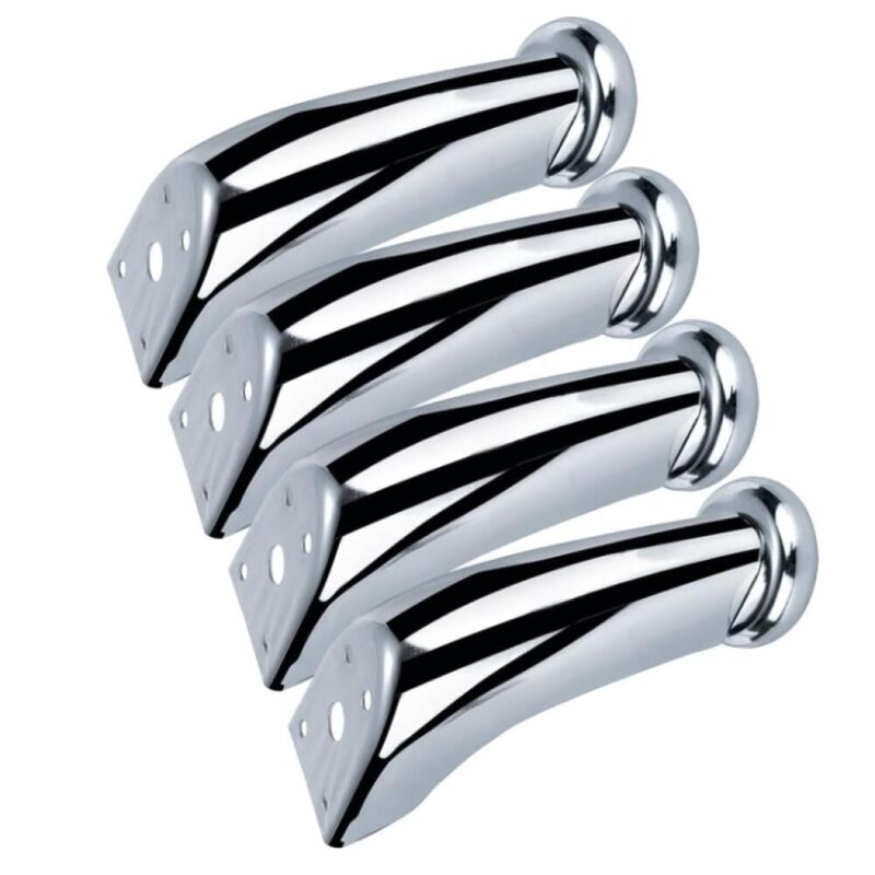 4 Möbelbeine, Verchromte Eisenbeine, Schräge Sofabeine, Couchtischbeine, Abgewinkelte Tischbeine (silber, 9,5 Cm)