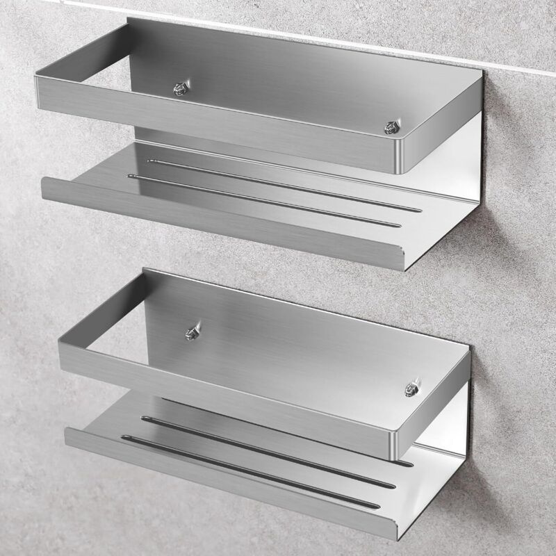 2-teiliges Duschregal Ohne Bohren, 2-teiliger Duschorganizer Aus Edelstahl, Badezimmerablage Für Duschgel Und Shampoo (silber)