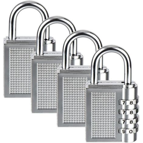 4-stelliges Zahlenschloss, 4er-pack, Robustes Zahlenschloss Für Zuhause, Schulen, Unternehmen, Gepäckfächer Und Werkzeugkästen, Silber
