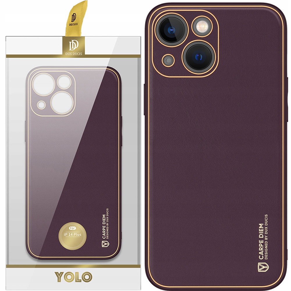Dux Ducis Yolo Iphone 14 Plus Hülle, Elegante Lila Kunstlederhülle