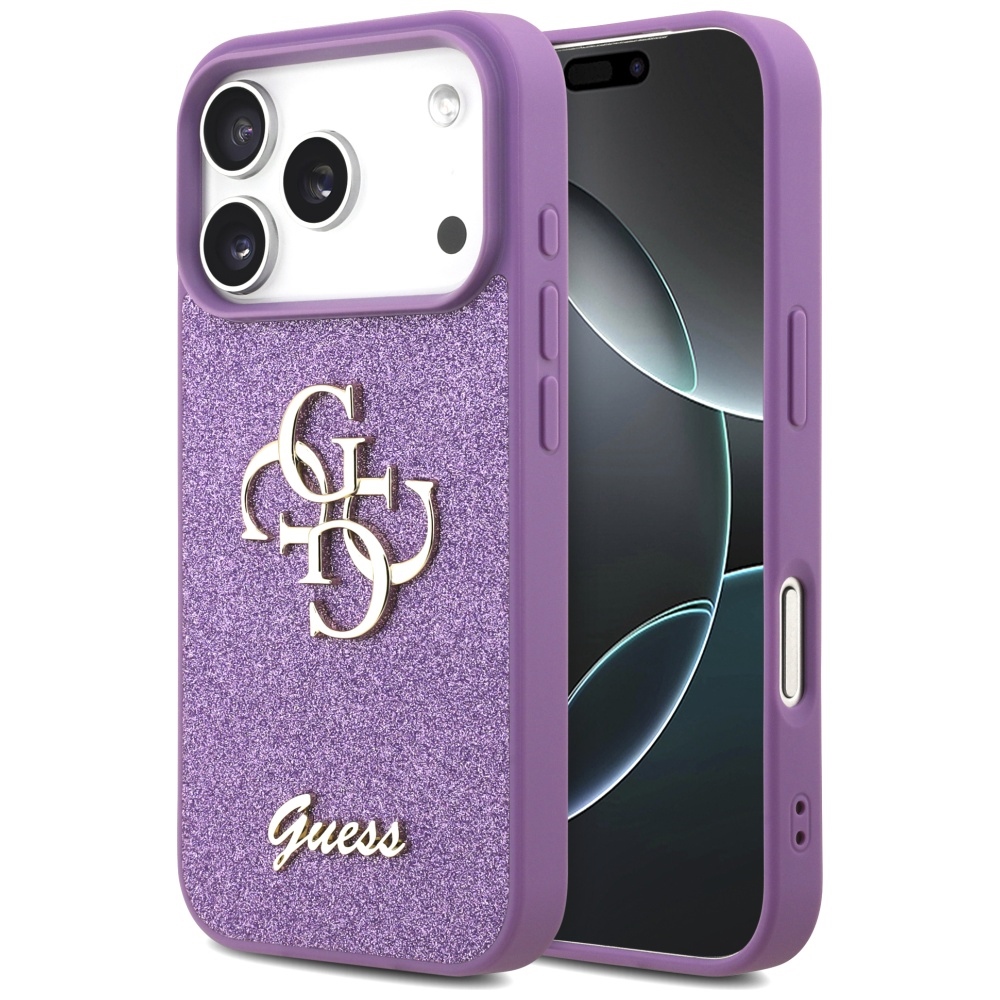 Guess Fixed Glitter Big 4g Hülle Für Iphone 17 Pro, Lila
