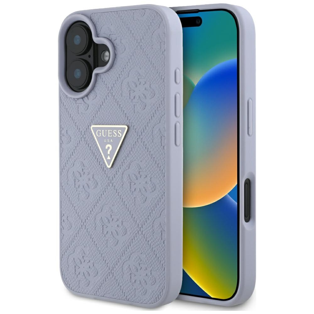 Guess Hot Stamp 4g Muster Dreieck Metall Logo Hülle Für Iphone 16 Lila