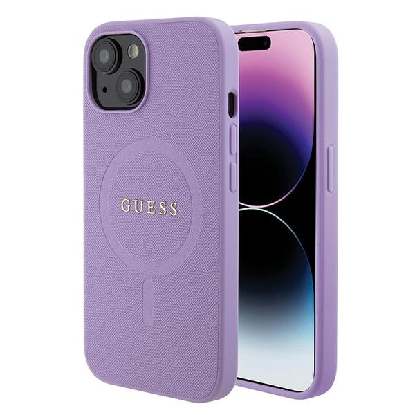 Guess Saffiano Magsafe Hülle Für Iphone 15 Plus Lila
