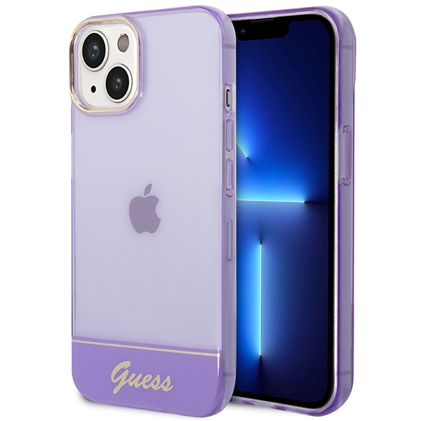 Iphone 14 6,1" Guess Hartschalen-schutzhülle, Durchscheinend Lila