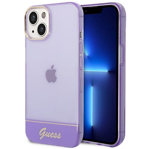 Iphone 14 6,1" Guess Hartschalen-schutzhülle, Durchscheinend Lila