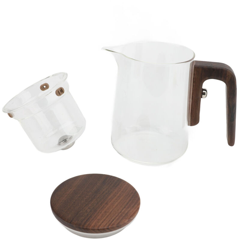 600-ml-glasteekanne Mit Holzgriff Und Druckknopfsteuerung, Für Den Privaten Und Gewerblichen Gebrauch, Teekanne Mit Magnetischer Wassertrennung Und Klarer Sicht.