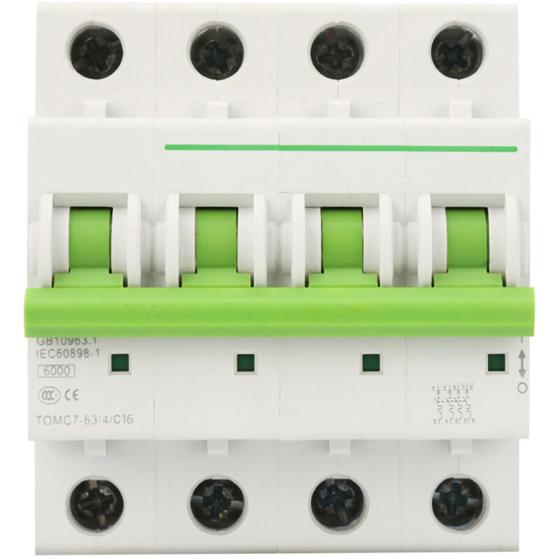 Tomc7-63 4p C Typ 6ka Miniatur-leistungsschalter Mit Leckstromschutzschalter (16a)