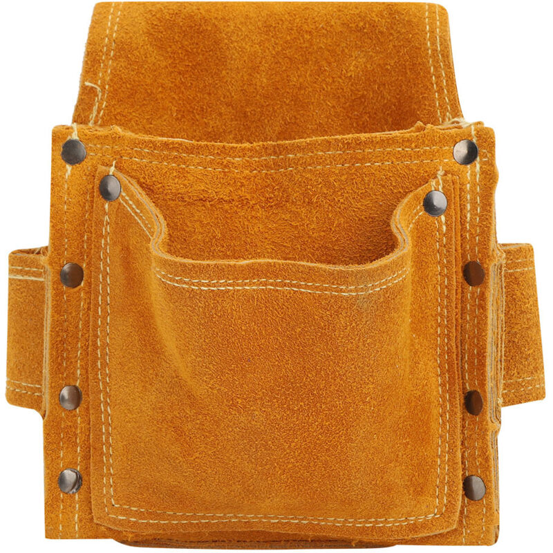 Werkzeuggürteltasche Aus Rindsleder, Verstärktes Design, Effizient Und Praktisch Für Bau- Und Wartungsarbeiten