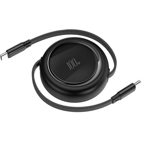 M Langes Schnellladekabel Mit Usb-c-anschluss, 100 W, Einziehbarer Usb-c-pd3.1-ladeanschluss Für Datenübertragung, Kompatibel Mit Iphone 17/16/15 Pro Max/air, Macbook, Ipad, Galaxy Tablet, Schwarz