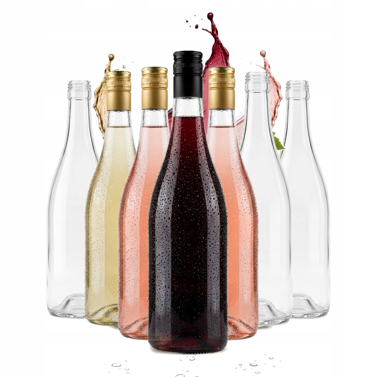 30 X 1-liter-weinflaschen, Durchsichtig, Weiß, Rosé, Rot, 1000 Ml