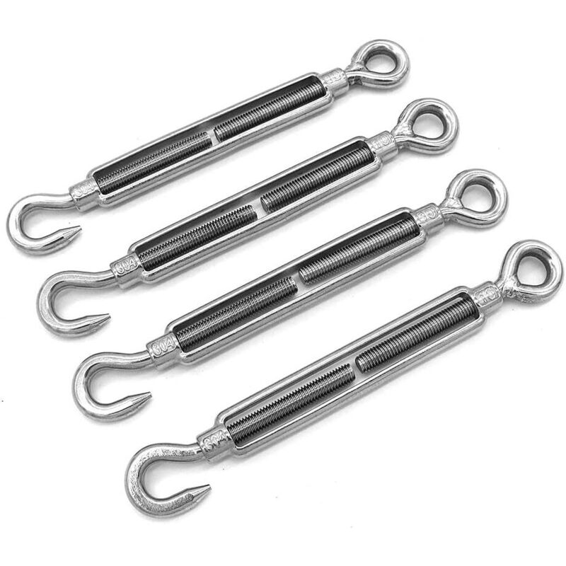 M10 Haken- Und Ösenspannschlösser, Kompatibel Mit Ösenspannern, 304 Edelstahl-drahtseil-hardware-set, Hochleistungsspanner Für Sonnenschutzsysteme (4er-pack)