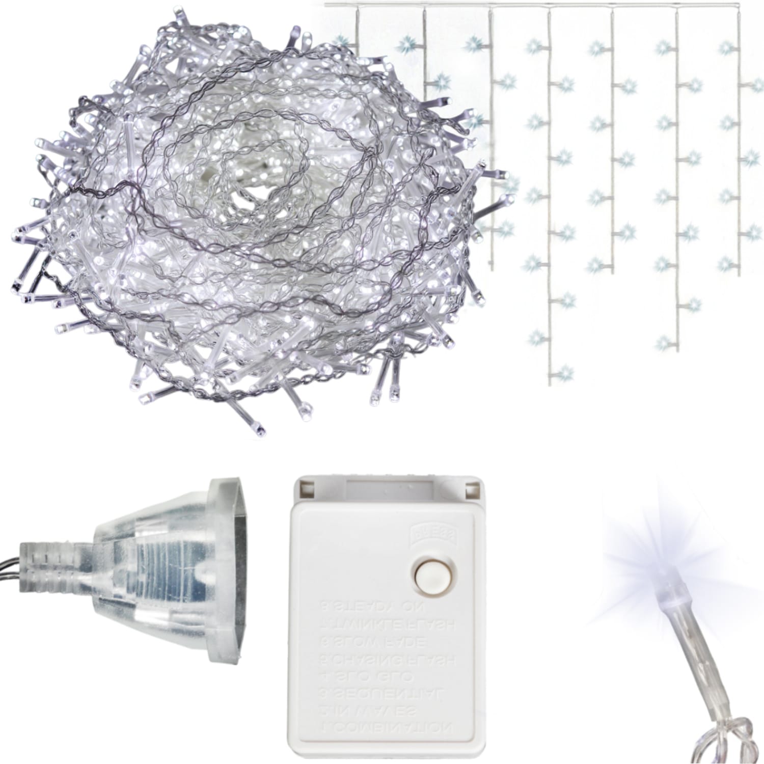 Icicles 500 Led-lichterkette Für Den Außenbereich, Schutzart Ip44, Kaltweißes Blinklicht, 15 M