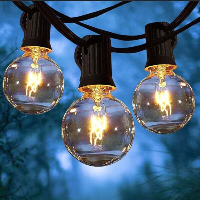 Lichterkette Für Den Außenbereich, 7,62 M, Bistro-lichterkette Für Drinnen Und Draußen Mit 25 G40-glühbirnen Und 2 Ersatzbirnen, Schutzart Ip65, Verbindbar, Für Hochzeiten, Gärten, Balkone, Partys Und