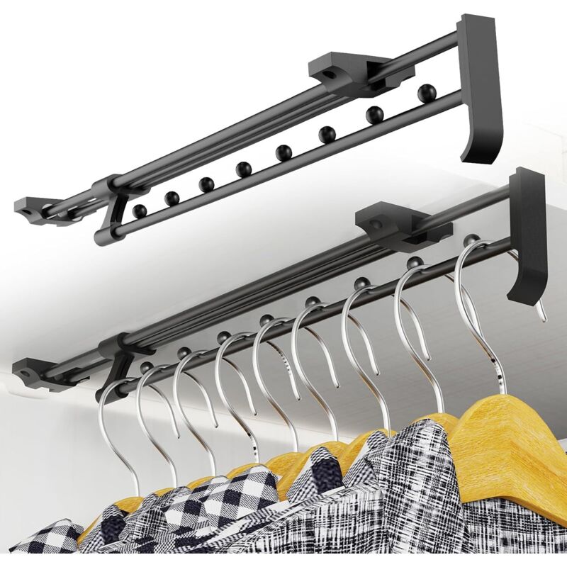 2 Stück Ausziehbare Kleiderstange 25 Cm, Verstellbare, Ausziehbare Kleiderstange 25-41 Cm, Verschiebbare Kleiderstange, Für Kleiderschränke Und Aufbewahrungsbereiche